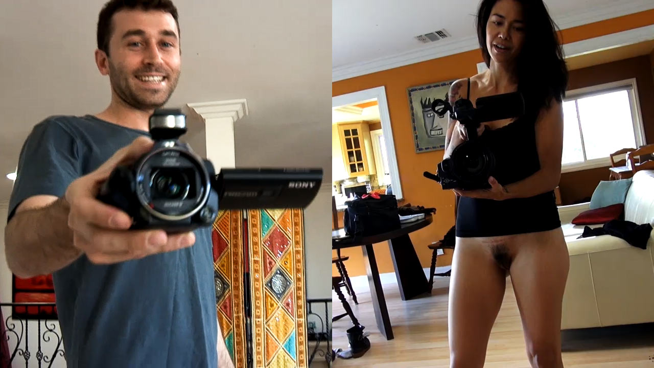 James Deen and Dana Vespoli shooting each other nude for a video.
