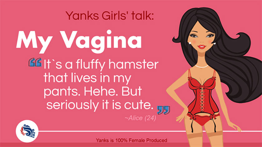 My Vagina | Girls talk about their Vaginas at Yanks, all female produced videos of nude girls masturbating.